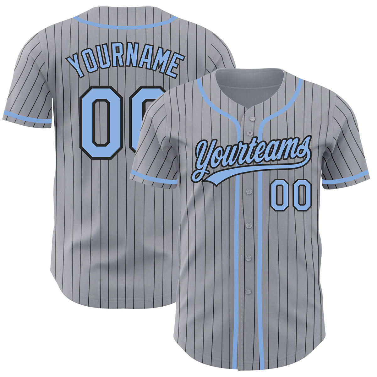 Custom Gray Black Stripe Fashion Design Full Button Authentic Baseball Jersey