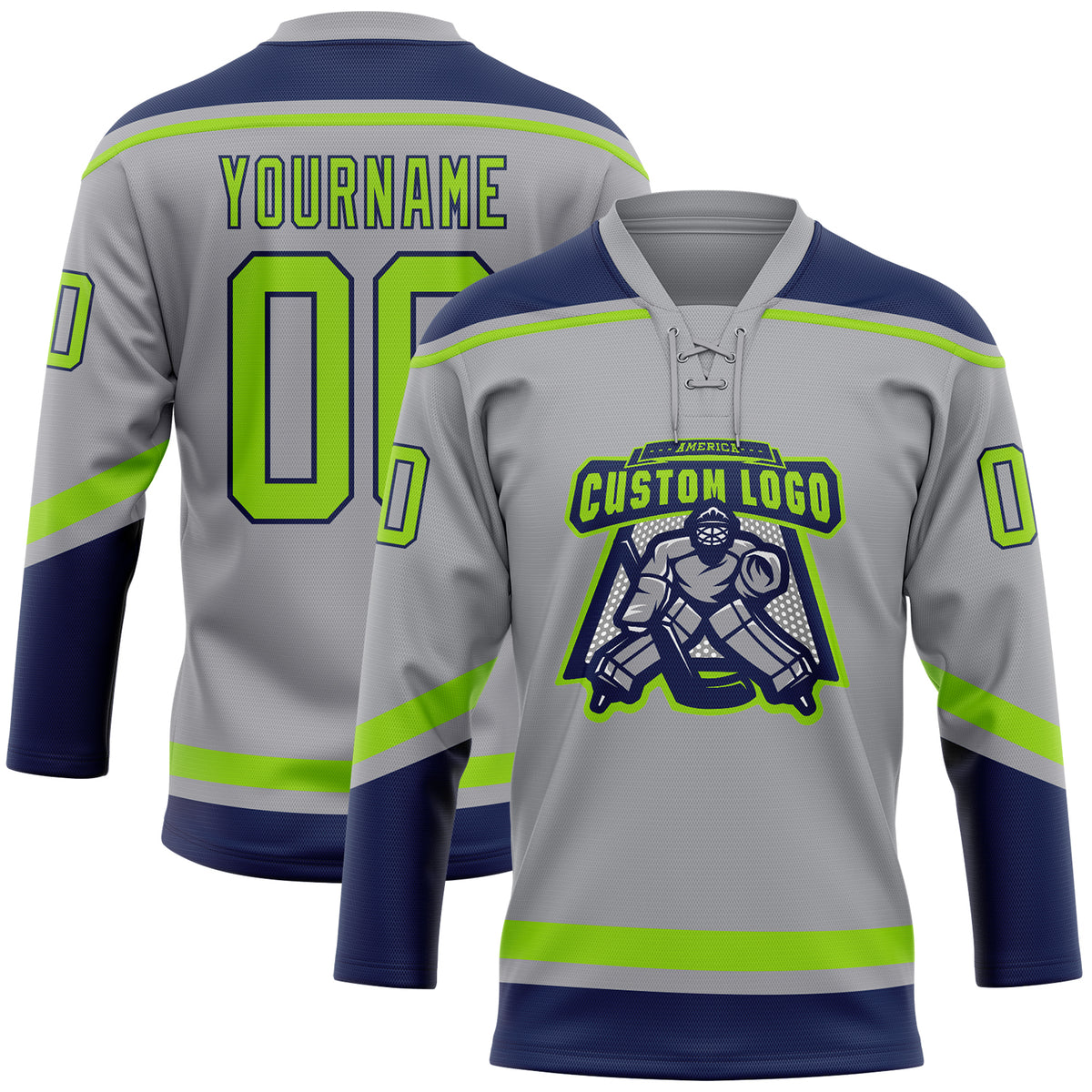 Custom Aqua Gray Solid Colour Hockey Jersey