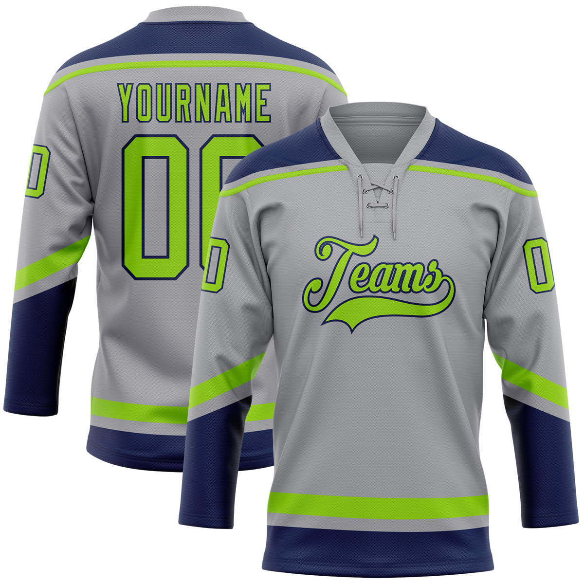 Custom Midnight Green Gray-White Classic Style Hockey Jersey main image 0