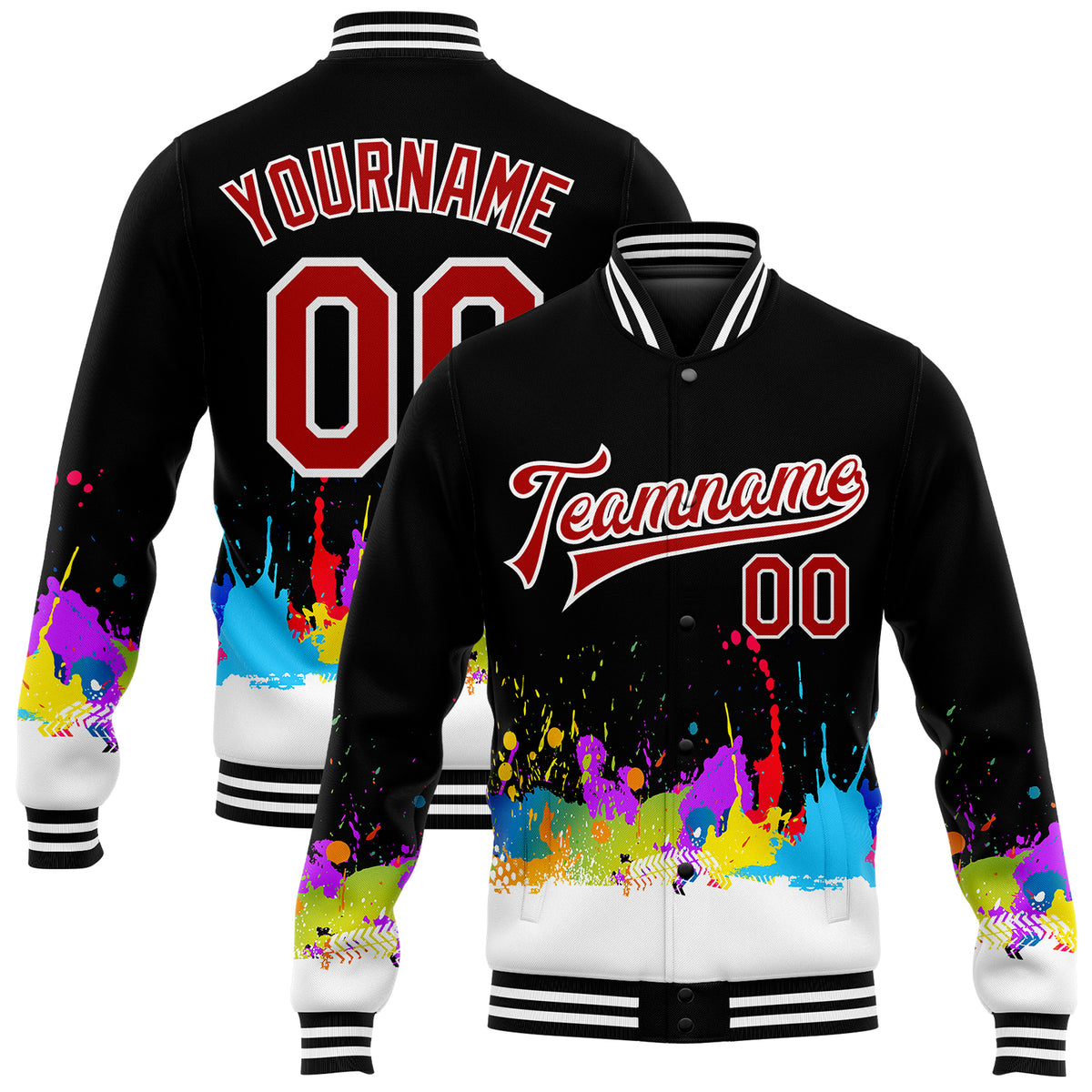 Custom Pink Aqua Split Fashion Letterman Bomber Graffiti Pattern Baseball Jacket