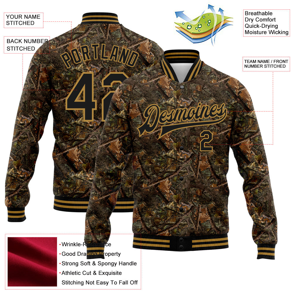 Custom Olive Camo Solid Color Varsity Letterman Jacket