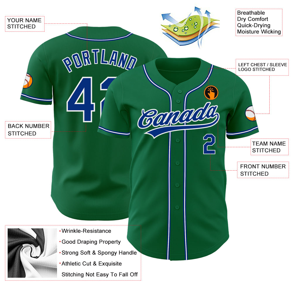 Custom Kelly Green Orange-White Stripe Fashion Raglan Sleeves Authentic Baseball Jersey