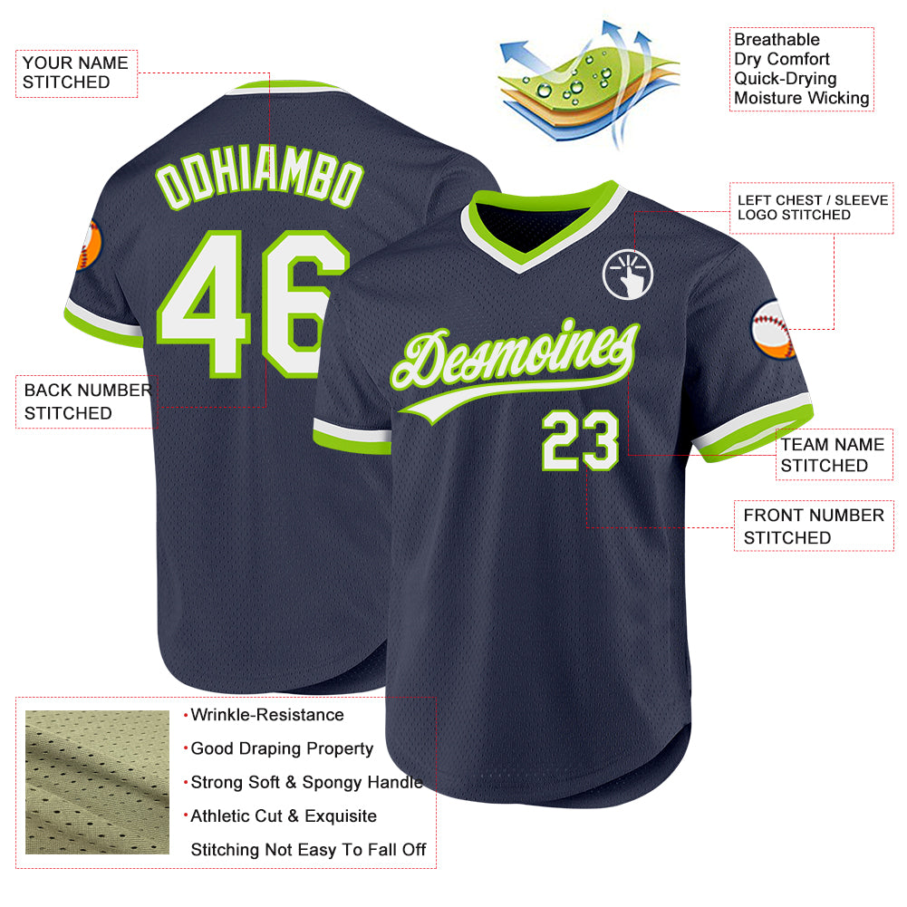 Custom Navy Neon Green Personalized Classic Authentic Sleeveless Baseball Jersey main image 1