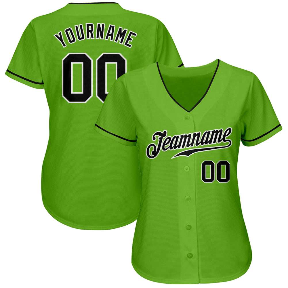 Custom Neon Green BlackWhite Authentic Baseball Jersey Free Shipping