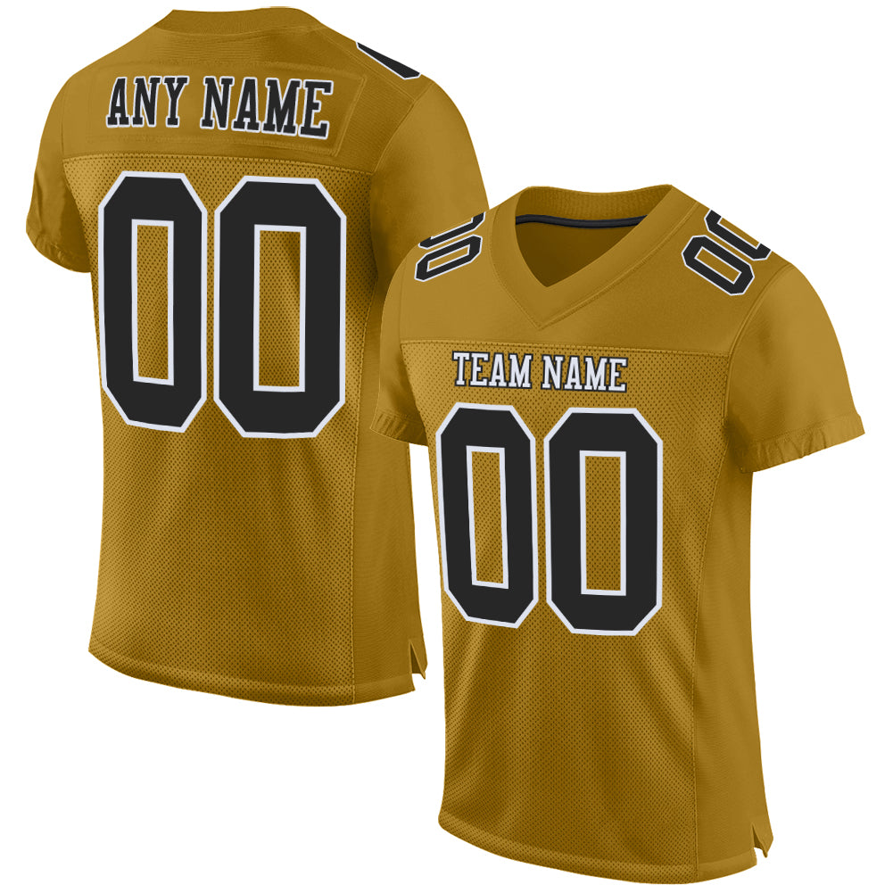 Custom Black Old Gold-White Personalized Classic Authentic American Football Jersey main image 0