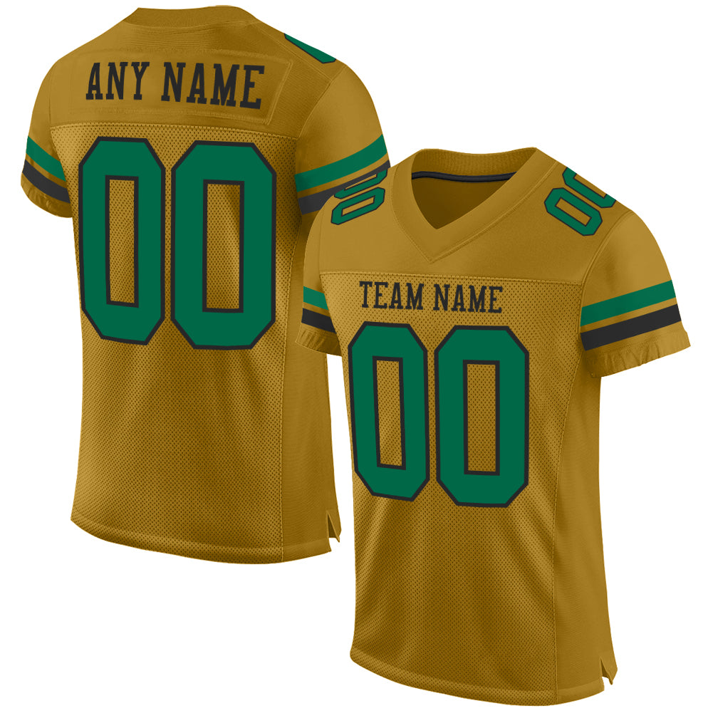 Custom Black White-Old Gold Classic Style Mesh Authentic American Football Jersey