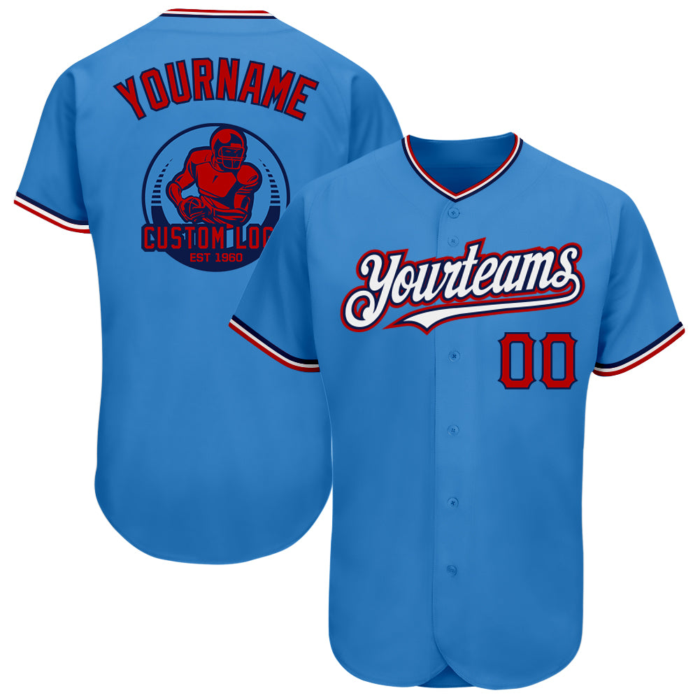 Custom Red Navy-White Solider Classic Style Authentic Baseball Jersey