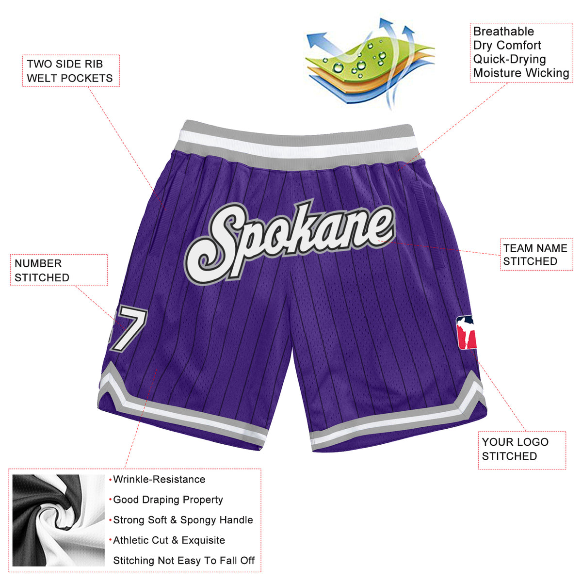 Custom Purple Black Personalized Gradient Fashion Basketball Shorts