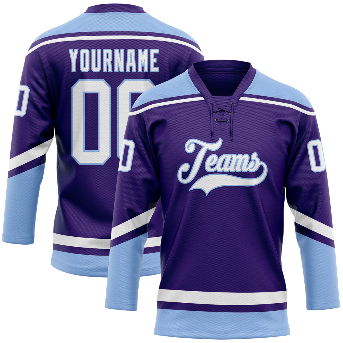 Custom Purple White-Gold Classic Style Hockey Jersey