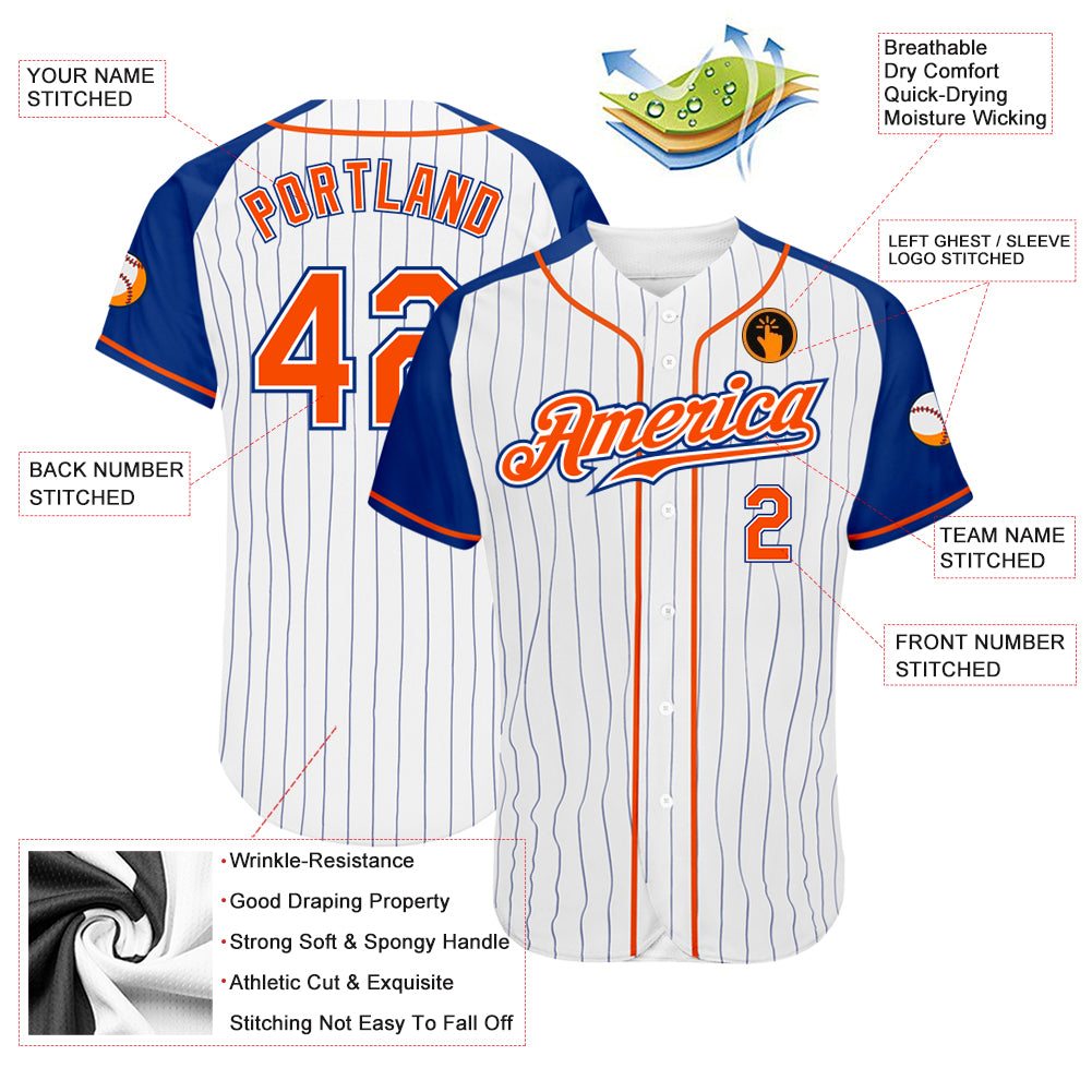 Custom Royal Orange Split Fashion Tribal Pattern Authentic Baseball Jersey main image 1