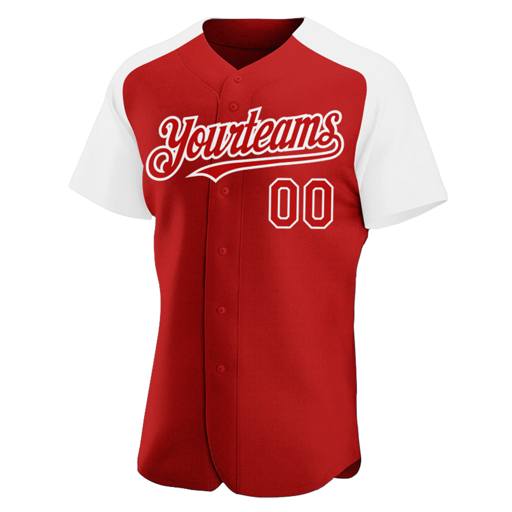 Custom Red White Authentic Raglan Sleeves Baseball Jersey Free Shipping –  Fiitg