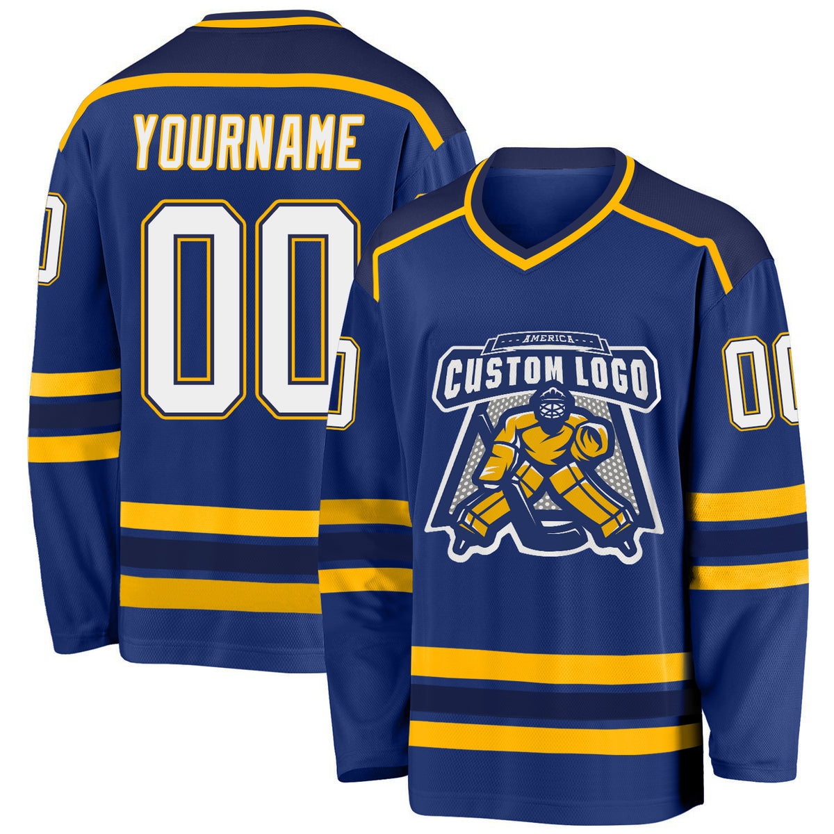 Custom Navy White-Red Classic Style Hockey Jersey
