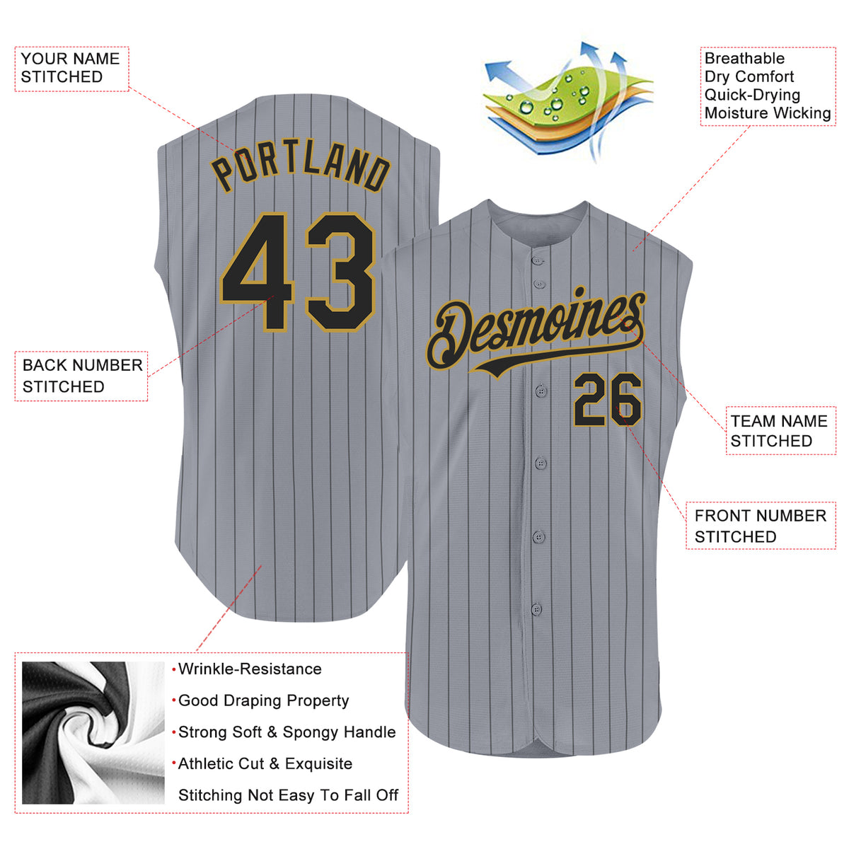 Custom Old Gold Black Leopard Graffiti Pattern Authentic Sleeveless Baseball Jersey