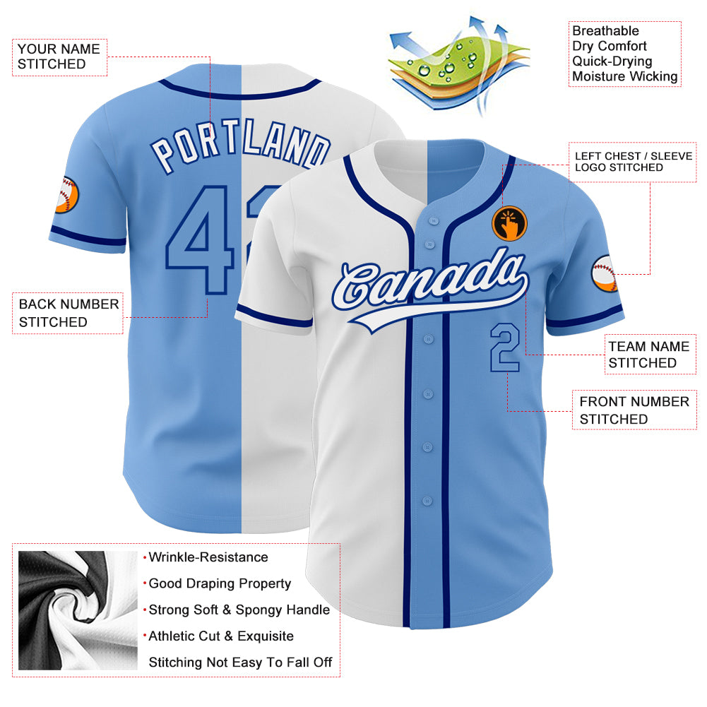 Custom Light Blue Navy Navy-White Gradient Fashion Authentic Two-Button Baseball Jersey main image 1