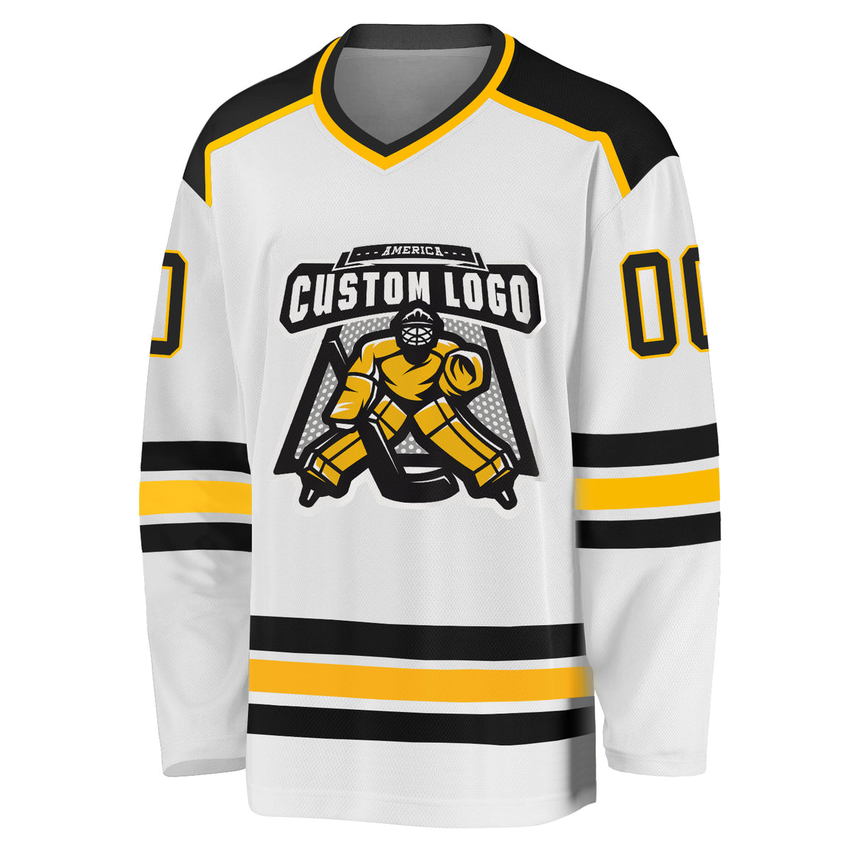 Custom Gold Black-White Classic Style Hockey Jersey
