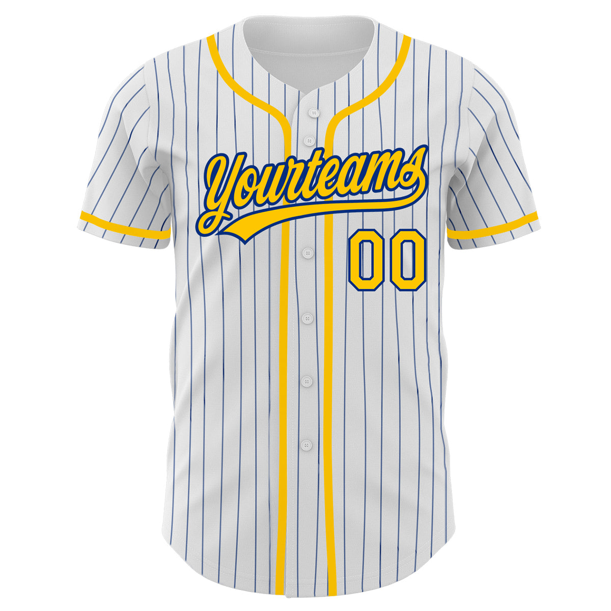 Custom White Old Gold Stripe Fashion Authentic Two-Button Baseball Jersey