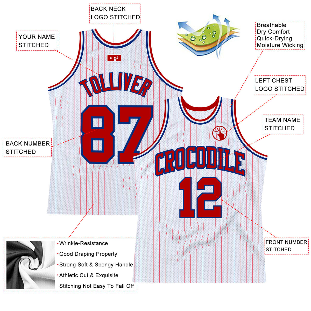 Custom Red White Personalized Star Pattern Sports Uniform Basketball Jersey main image 1