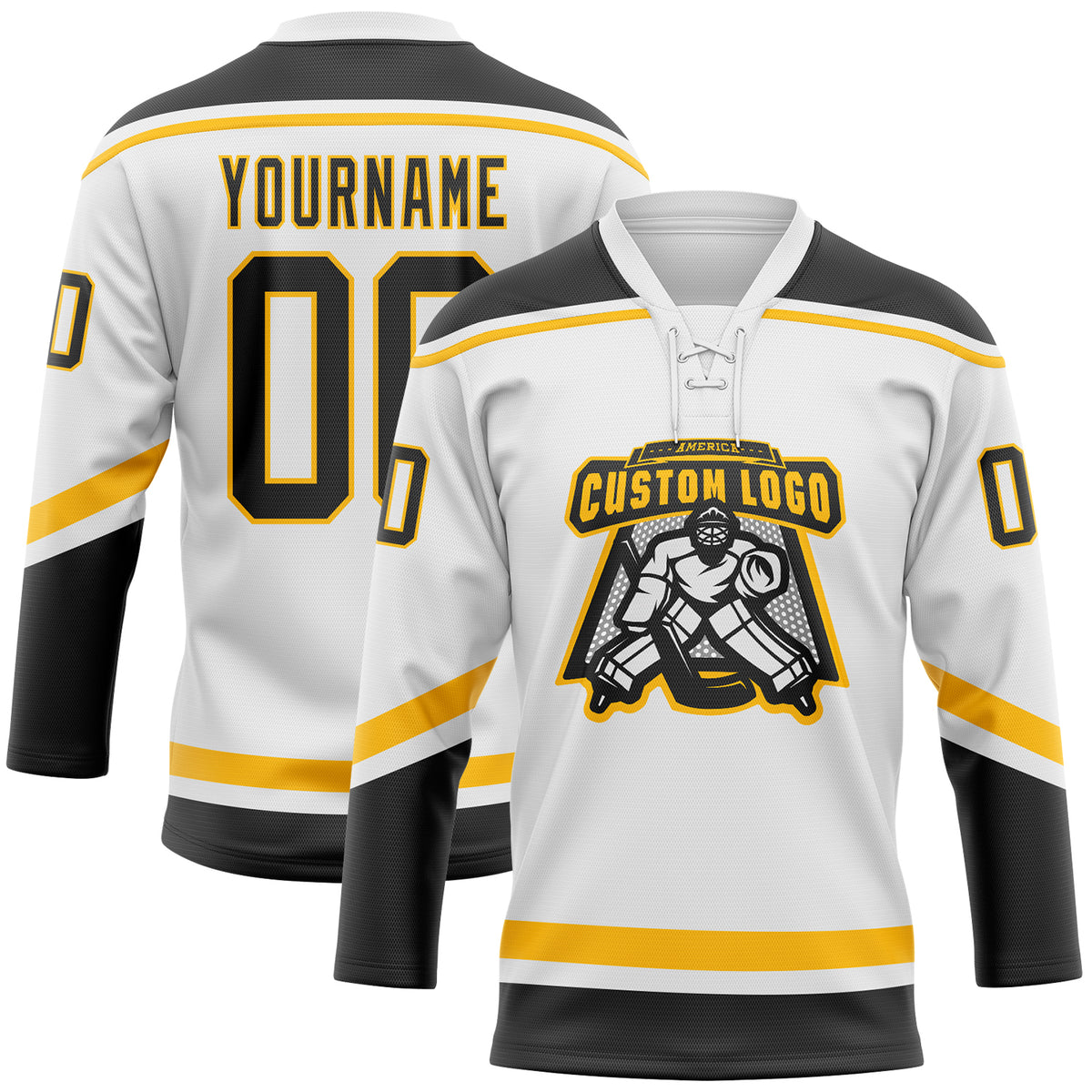 Custom Midnight Green White-Black Classic Style Hockey Jersey