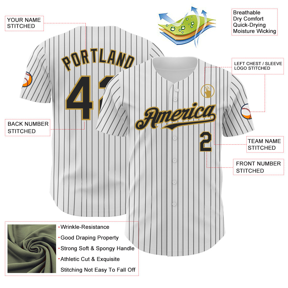 Custom White Red Pinstripe Personalized Two-Tone Authentic Baseball Jersey main image 1