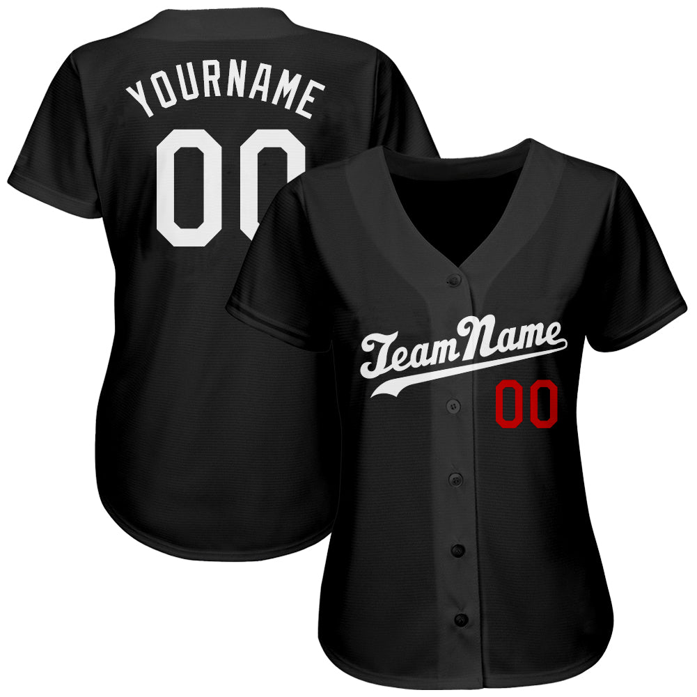 Custom Own Black White Red Authentic Baseball Stitched Jersey Free Shipping Fiitg