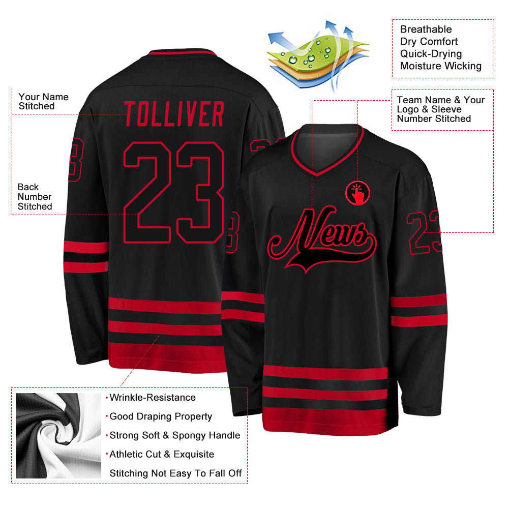 Black red and sales white hockey jerseys