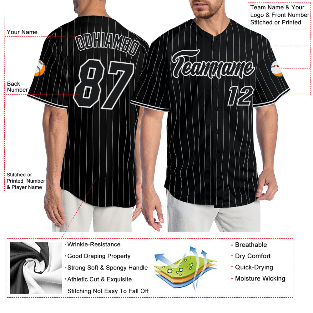  Aqua and White Pinstripe Custom Baseball Jersey