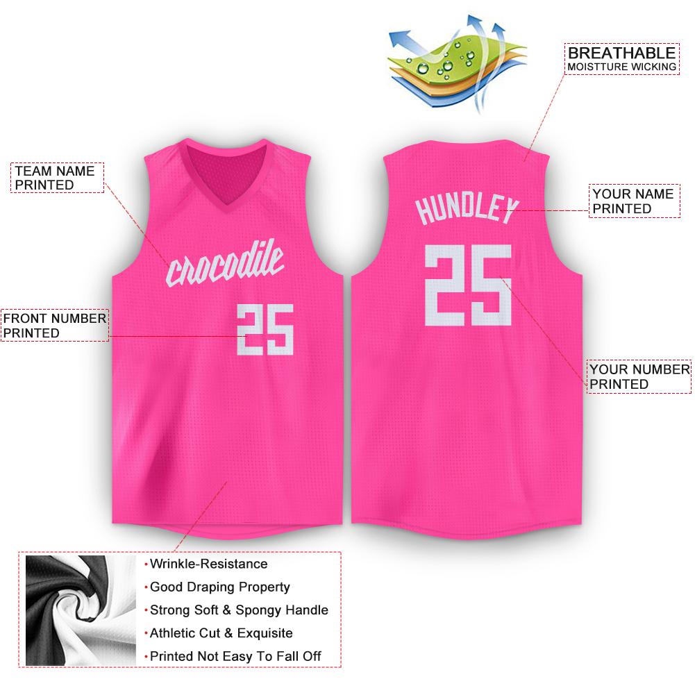 Custom Light Pink White-Light Blue Authentic Throwback Basketball Jersey