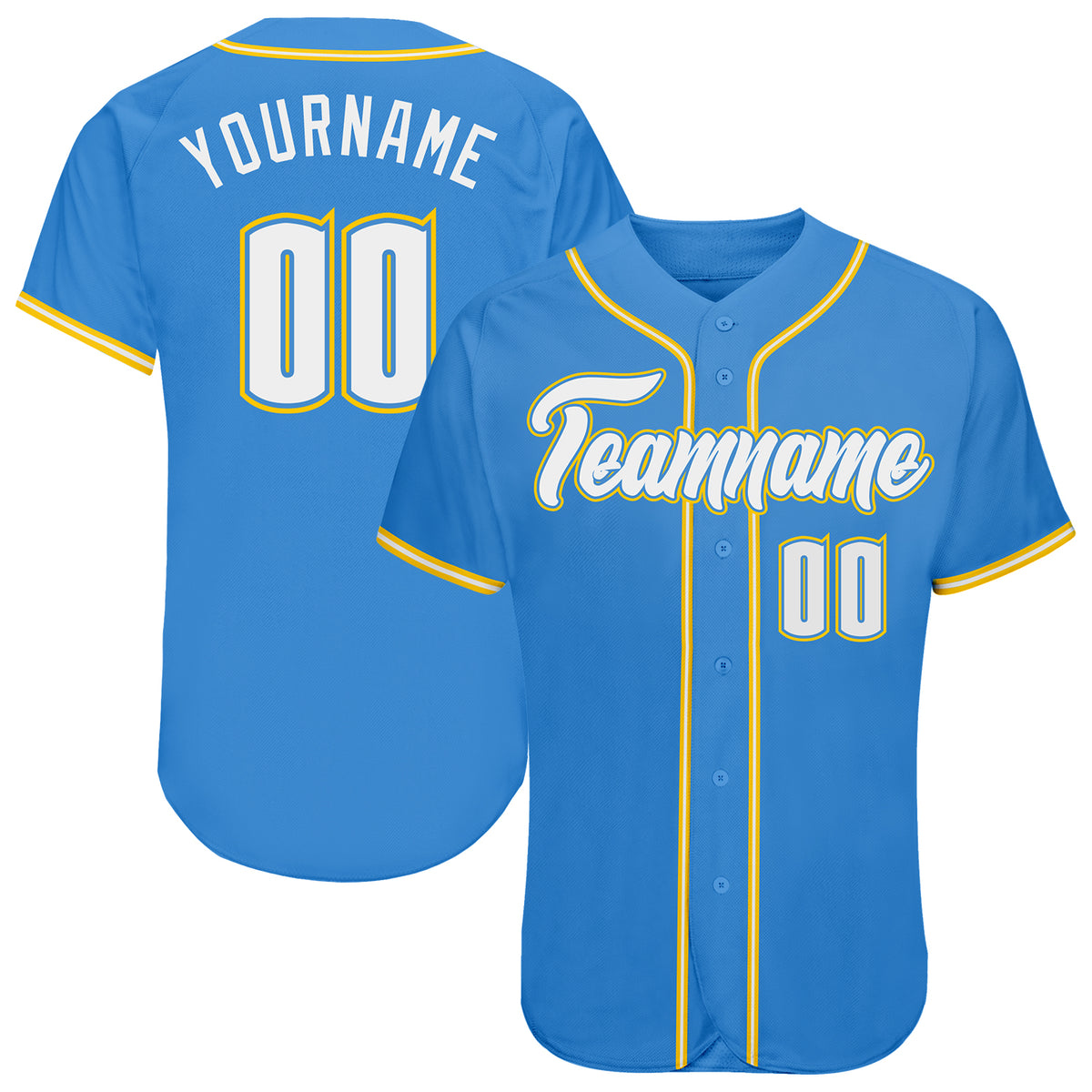 Custom Powder Blue Gold-Black Gradient Fashion Authentic Baseball Jersey main image 0