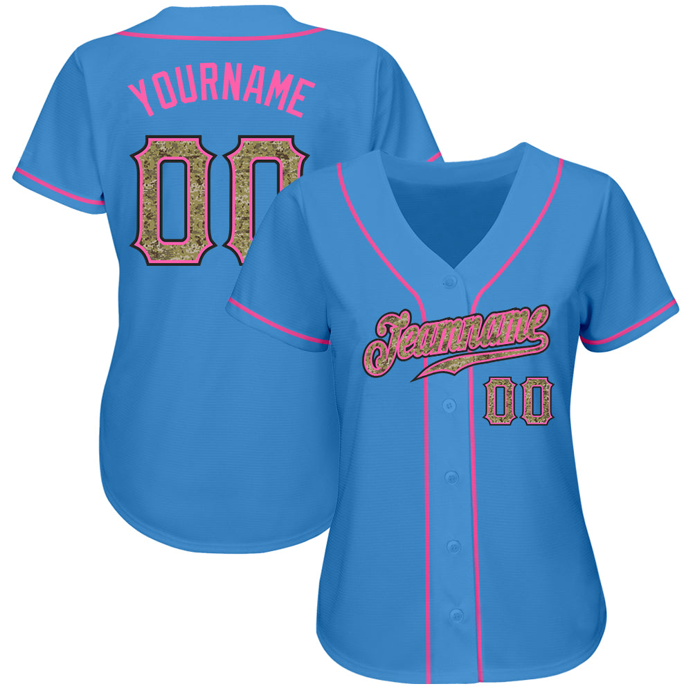 Custom Pink Purple Side Camo Style Personalization Baseball Jersey