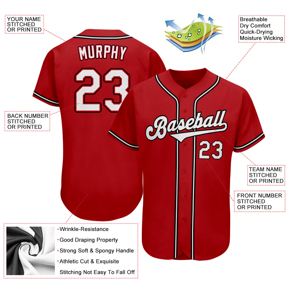 red black and white baseball jersey