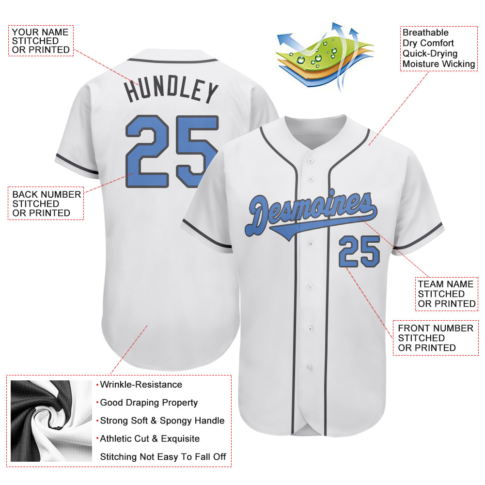 Custom Baseball Jersey White Light Blue-Dark Gray Authentic Father's Day Men's Size:XL