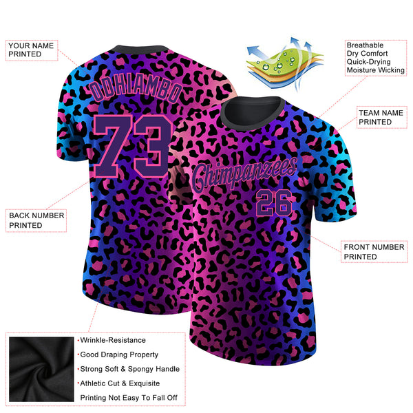 Custom 3D Pattern Design Leopard Performance T-Shirt