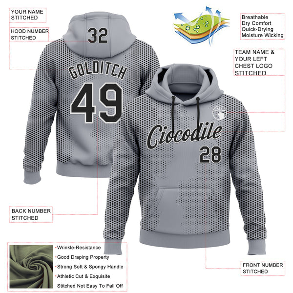 Custom Stitched Gray Black-White 3D Pattern Design Sports Wear Pullover Sweatshirt Hoodie