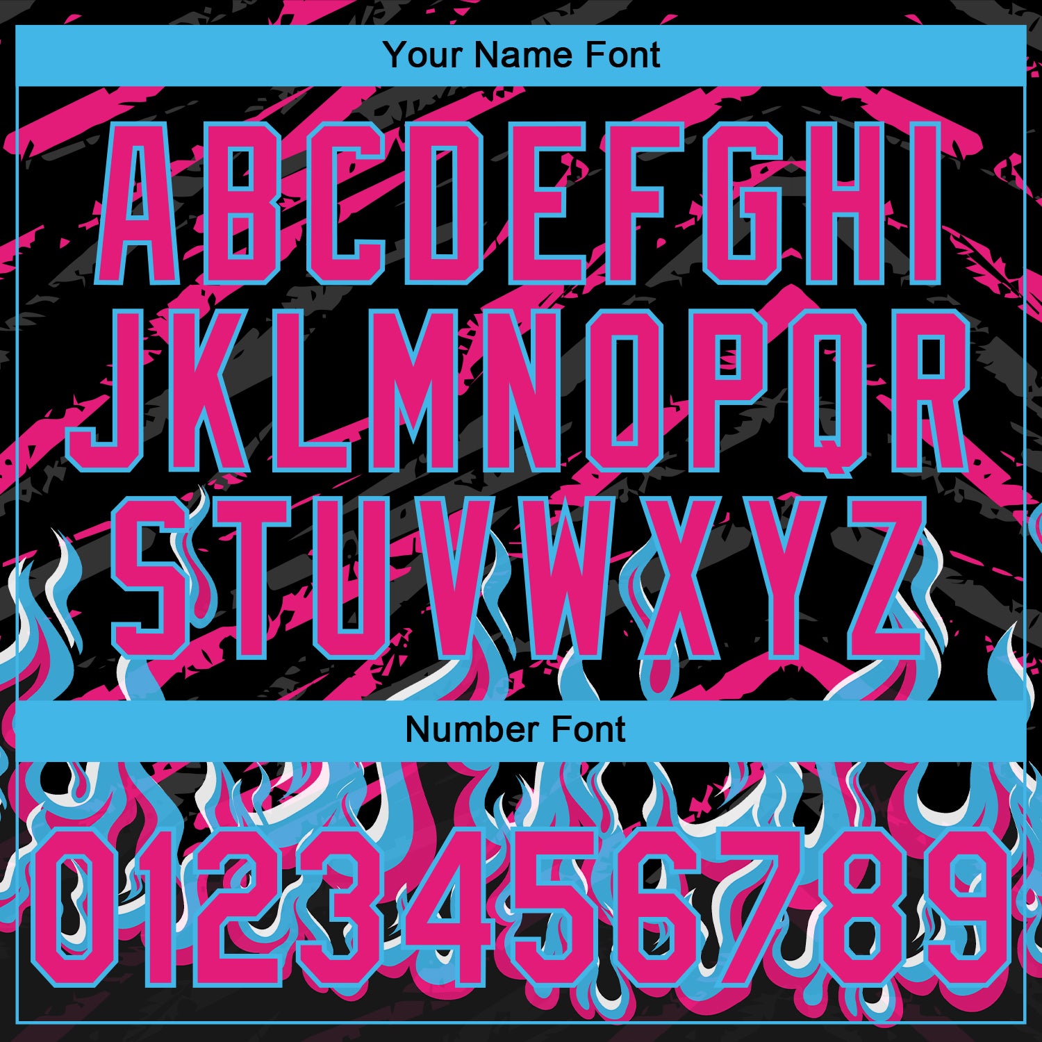 Custom Stitched Black Hot Pink-Sky Blue 3D Pattern Design Flame Sports Pullover Sweatshirt Hoodie