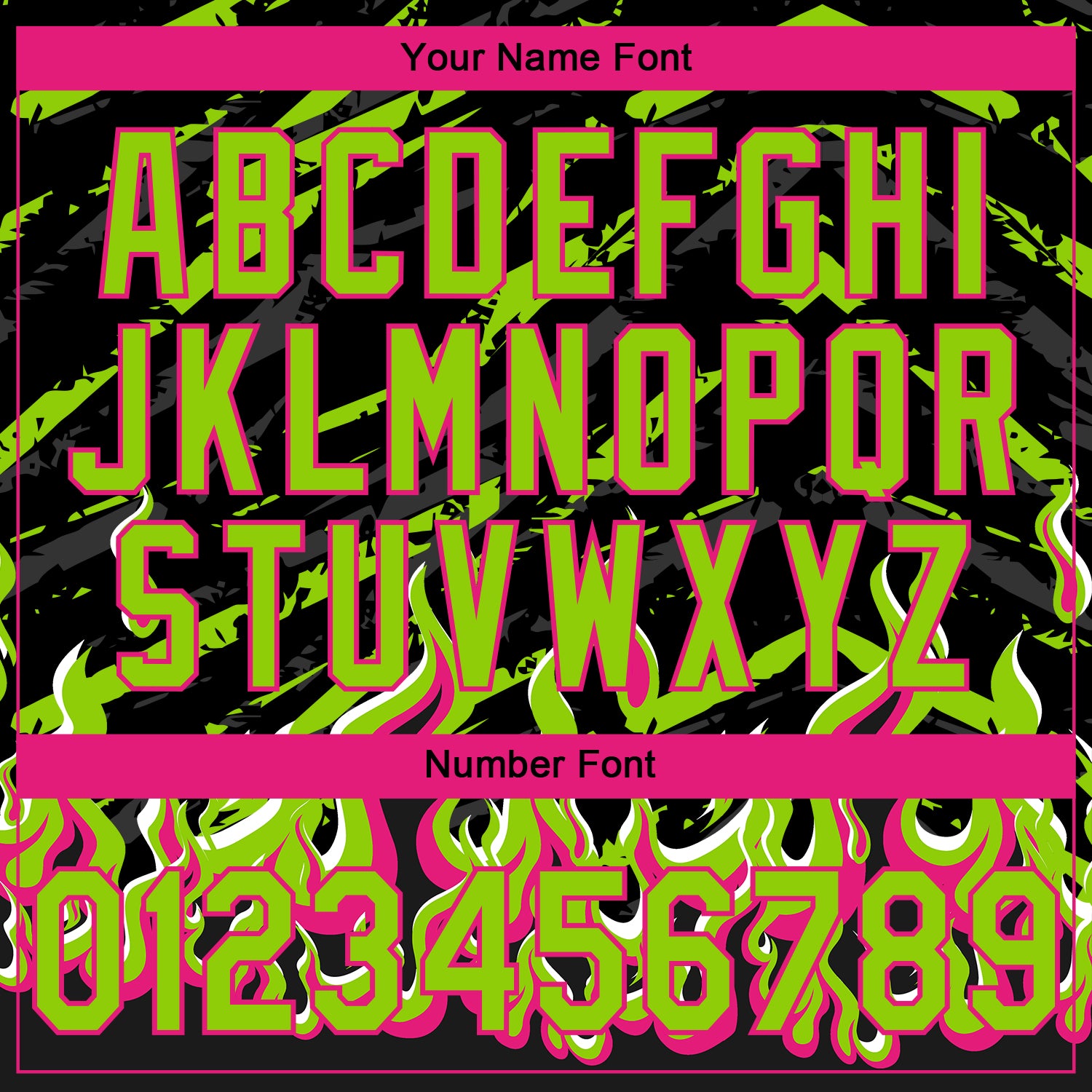 Custom Stitched Black Neon Green Hot Pink-White 3D Pattern Design Flame Sports Pullover Sweatshirt Hoodie