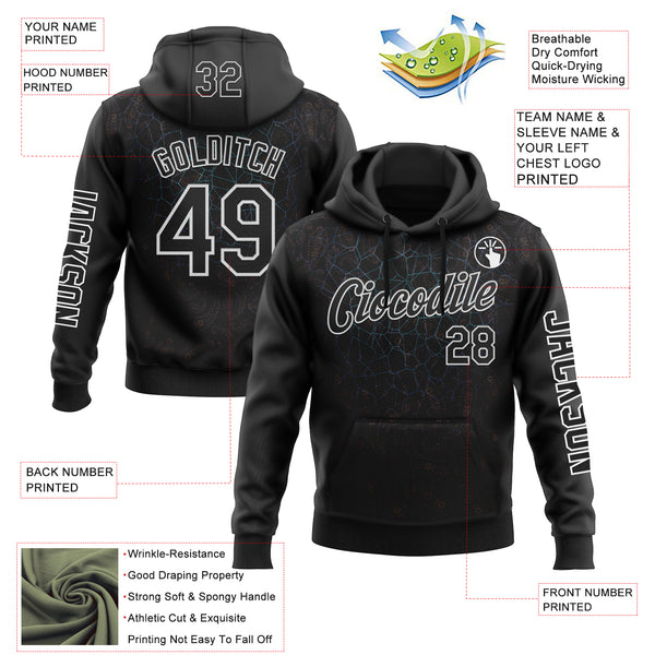 Custom Black White 3D Pattern Design Ethnic Tribal Sportswear Pullover Sweatshirt Hoodie