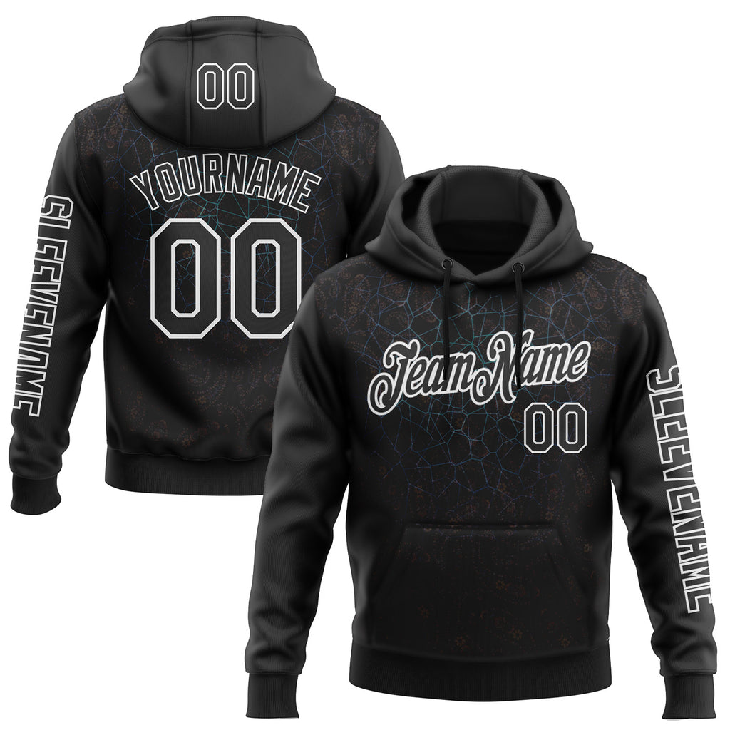 Custom Black White 3D Pattern Design Ethnic Tribal Sportswear Pullover Sweatshirt Hoodie