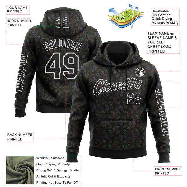 Custom Black White 3D Pattern Design Ethnic Tribal Sportswear Pullover Sweatshirt Hoodie