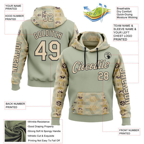 Custom Green City Cream-Black 3D Pattern Design Western Cowboy Tribal Ethnic Sports Pullover Sweatshirt Hoodie