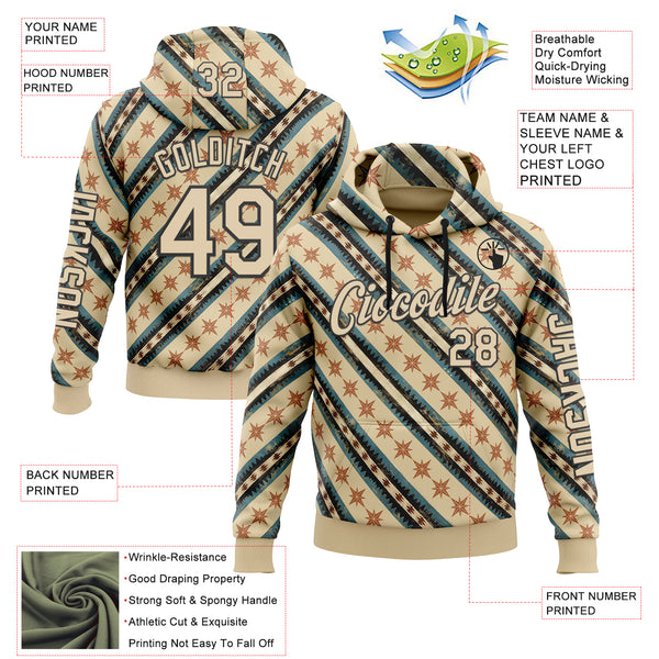 Custom Cream City Cream-Black 3D Pattern Design Western Cowboy Tribal Ethnic Sports Pullover Sweatshirt Hoodie