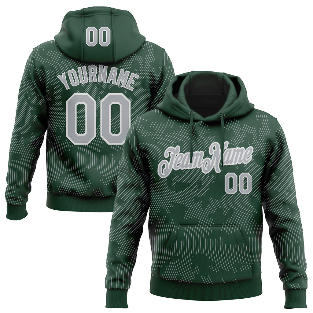 Custom Stitched Green Gray-White 3D Pattern Design Curve Lines Sports Pullover Sweatshirt Hoodie