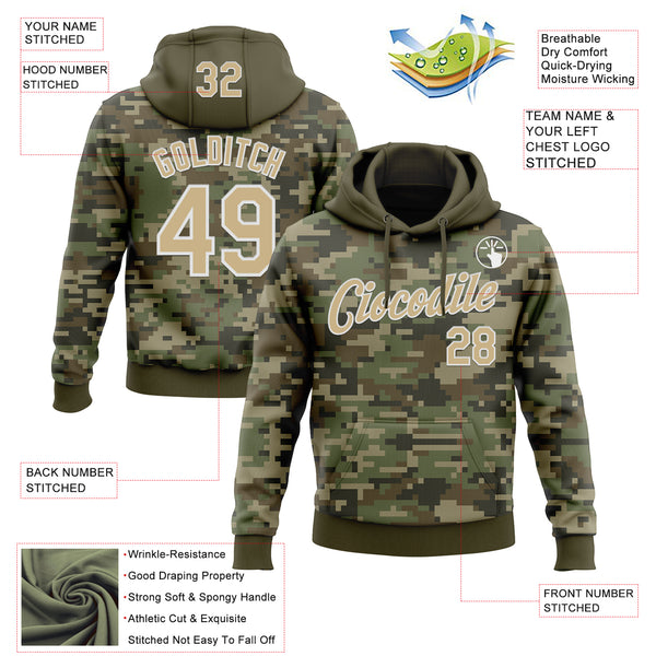 Custom Stitched Camo Vegas Gold-White 3D Salute To Service Sports Pullover Sweatshirt Hoodie