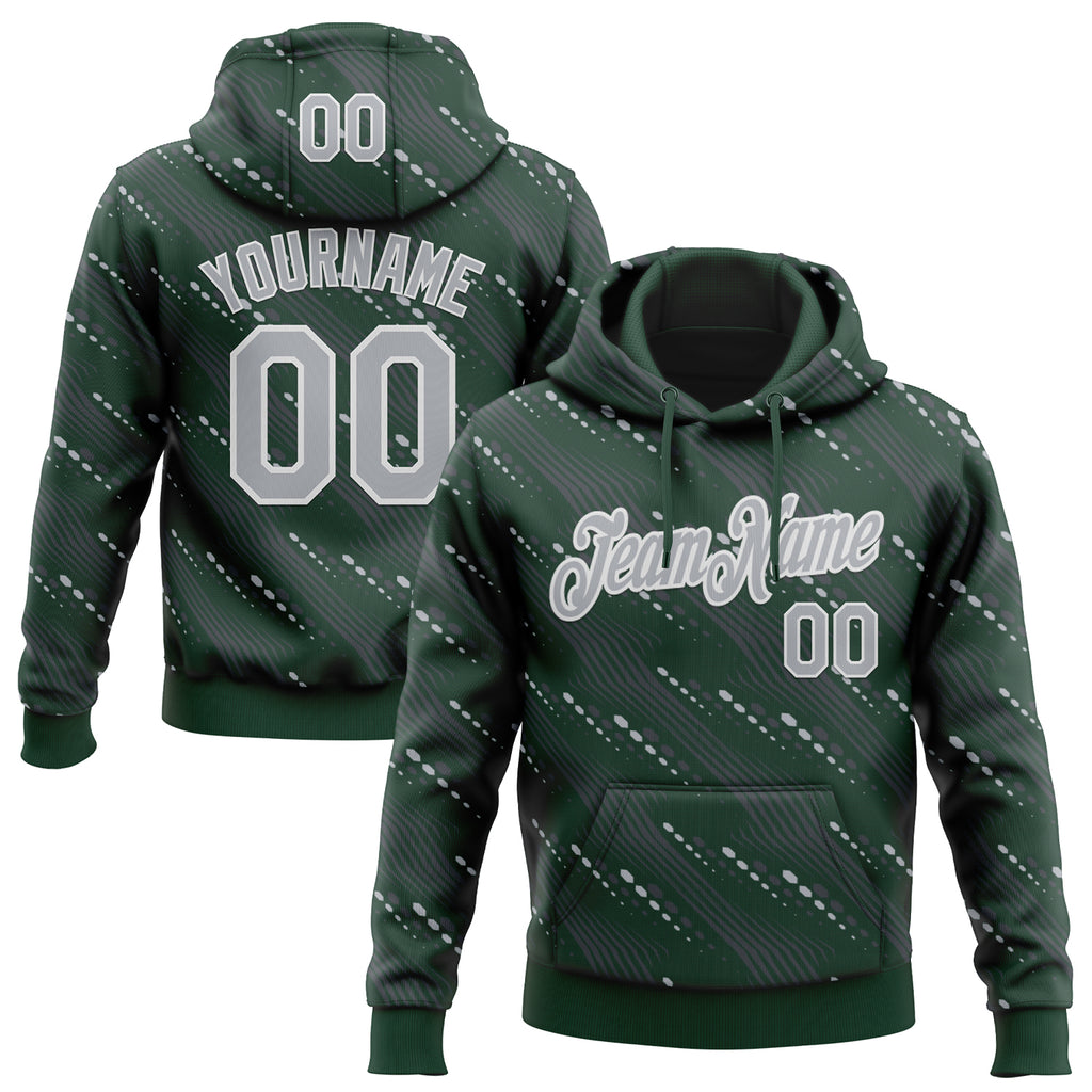 Custom Stitched Green Gray-White 3D Pattern Design Slant Lines Sports Pullover Sweatshirt Hoodie