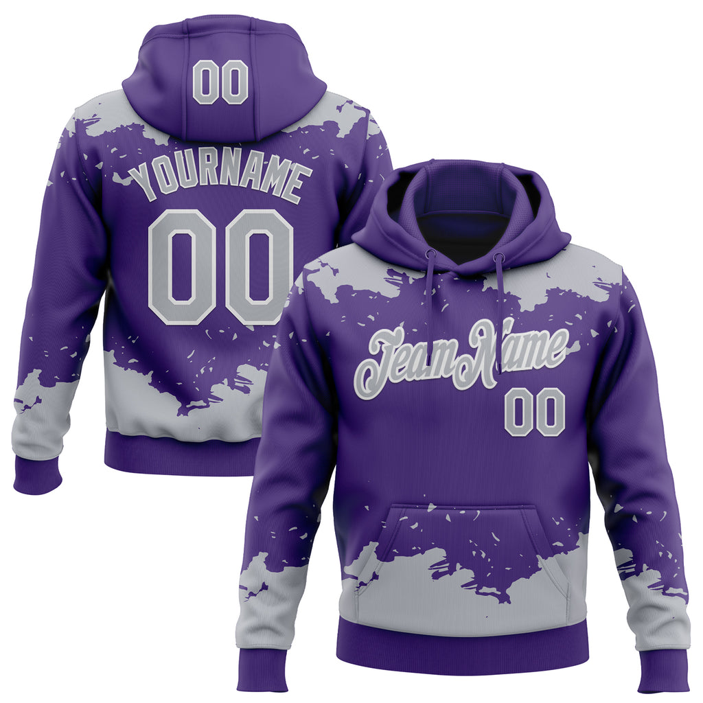 Custom Stitched Purple Gray-White 3D Pattern Design Fragment Sports Pullover Sweatshirt Hoodie