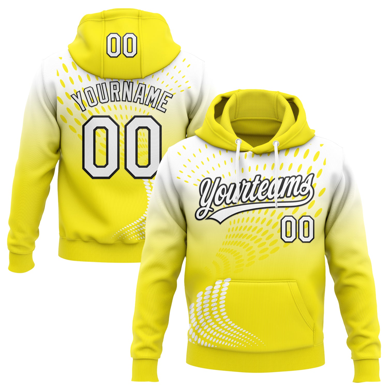Custom Stitched Light Yellow White-Black 3D Pattern Design Geometrico Graph Sports Pullover Sweatshirt Hoodie