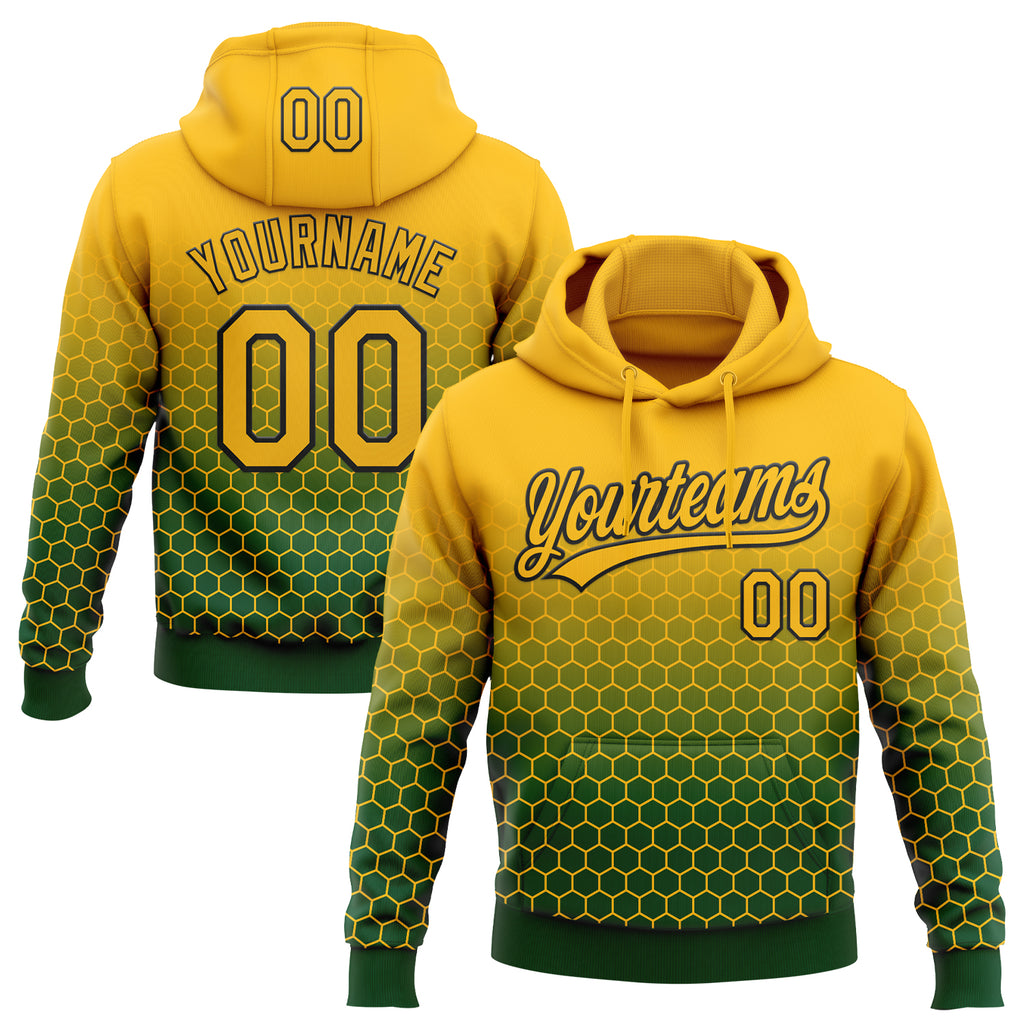 Custom Stitched Green Gold-Black 3D Pattern Design Geometrico Graph Sports Pullover Sweatshirt Hoodie