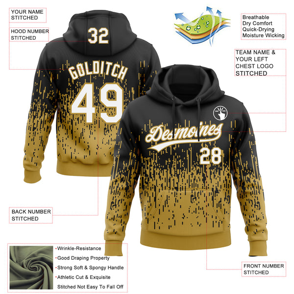 Custom Stitched Black White-Old Gold 3D Pattern Design Abstract Shape Sports Pullover Sweatshirt Hoodie