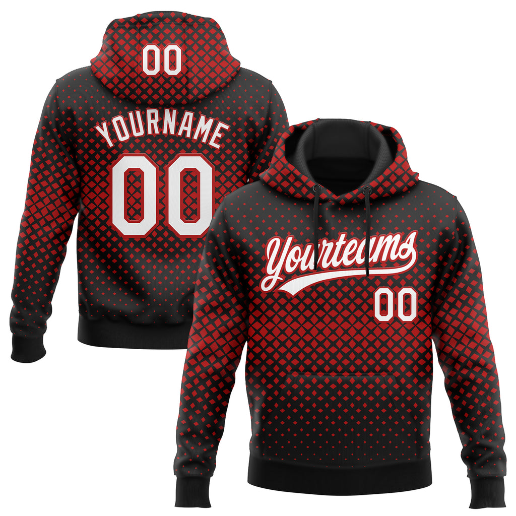 Custom Stitched Black White-Red 3D Pattern Design Geometrico Graph Sports Pullover Sweatshirt Hoodie