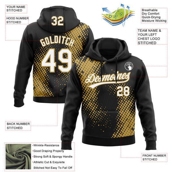Custom Stitched Black White-Old Gold 3D Pattern Design Geometrico Graph Sports Pullover Sweatshirt Hoodie