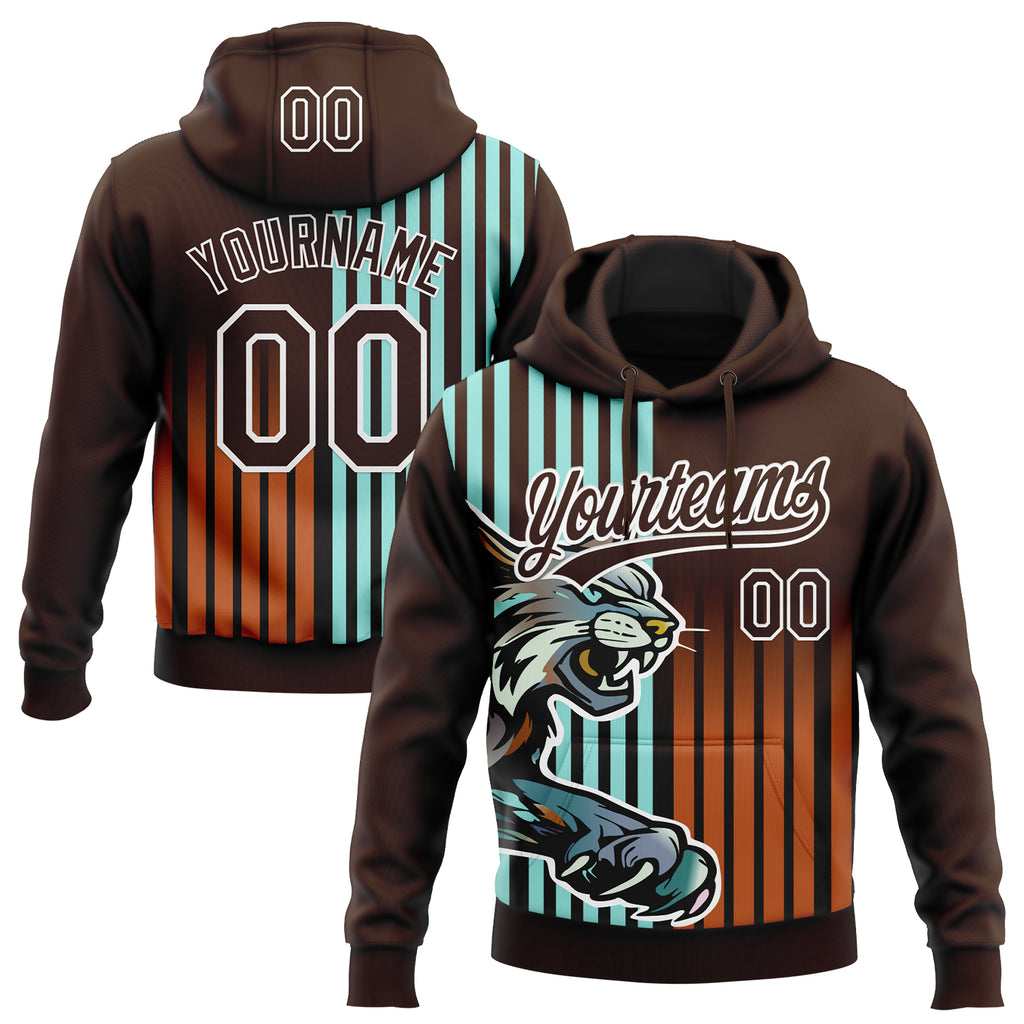 Custom Stitched Ice Blue Brown White-Texas Orange 3D Pattern Design Leopardo Sports Pullover Sweatshirt Hoodie